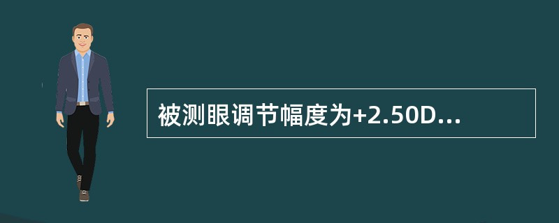 被测眼调节幅度为+2.50D，正视眼或戴远用矫正眼镜明视范围为（）。