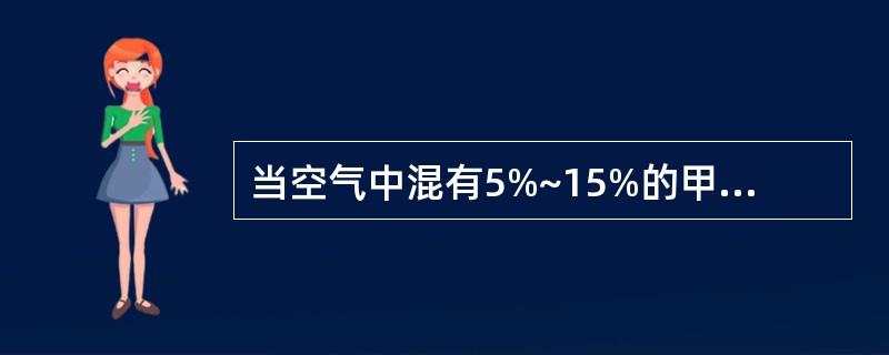 当空气中混有5%~15%的甲烷时，点燃会发生爆炸，当爆炸最为强烈时，甲烷的含量为