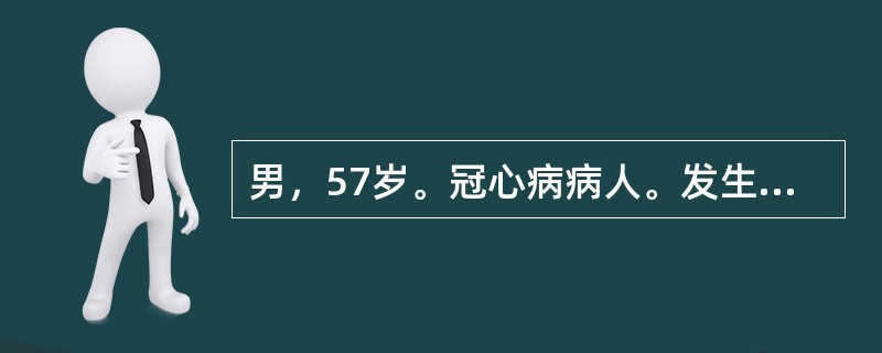 男，57岁。冠心病病人。发生急性剧烈胸痛后，血CPK明显升高，颈静脉充盈，肝大，