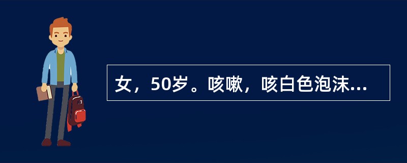 女，50岁。咳嗽，咳白色泡沫痰20年，每年持续4个月。近5年出现活动后气短，时有