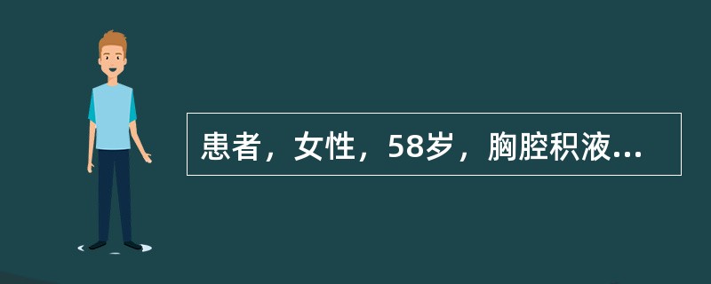 患者，女性，58岁，胸腔积液检查外观为血性，比重1.020，能自凝，黏蛋白定性为