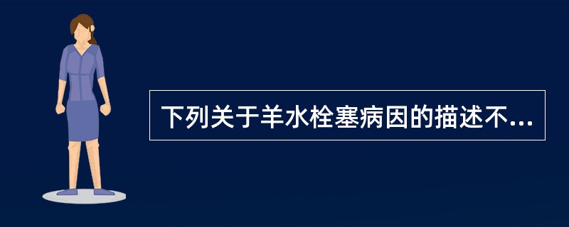 下列关于羊水栓塞病因的描述不正确的是（）。