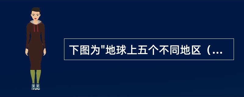 下图为"地球上五个不同地区（都位于沿海）受气压带和风带影响的示意图"。读图完成问