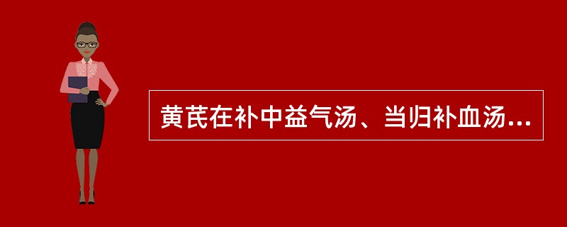 黄芪在补中益气汤、当归补血汤、玉屏风散、防己黄芪汤、补阳还五汤、透脓散中配伍作用