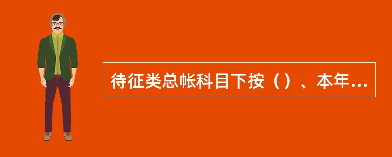 待征类总帐科目下按（）、本年新欠、往年陈欠六类明细科目分类核算。