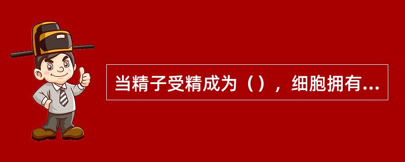 当精子受精成为（），细胞拥有（）条染色体，称为二倍体细胞。