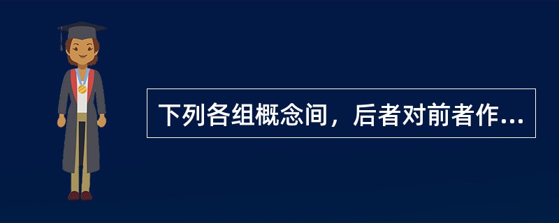 下列各组概念间，后者对前者作出限制的是（）。