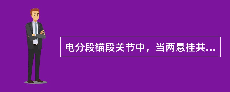 电分段锚段关节中，当两悬挂共用一个腕臂时，承力索分段绝缘子距离腕臂上的悬吊滑轮在