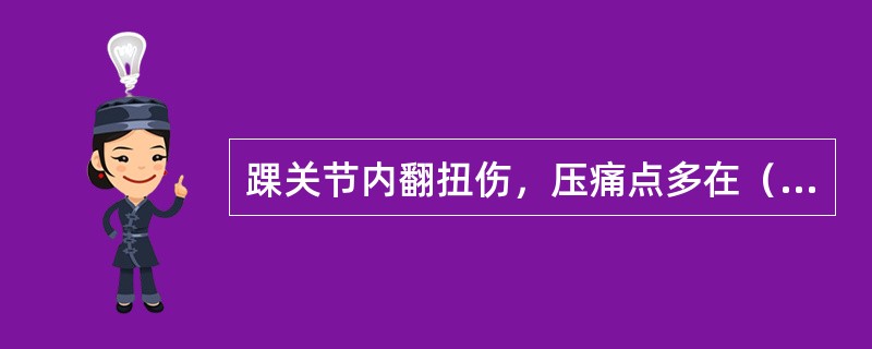 踝关节内翻扭伤，压痛点多在（）。