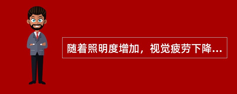 随着照明度增加，视觉疲劳下降，照明度在（）以下效果最佳。