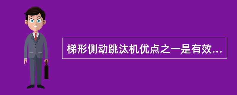 梯形侧动跳汰机优点之一是有效回收粒度下限低，可达（）微米。