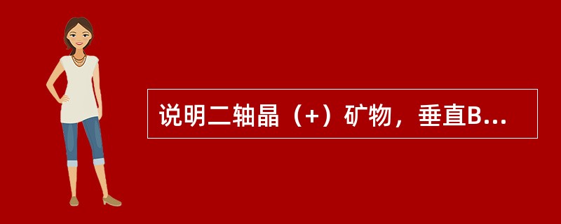 说明二轴晶（+）矿物，垂直Bxa切面上的干涉图在转动45°后，入射光线进入矿物产