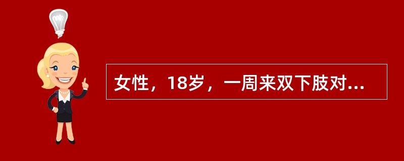 女性，18岁，一周来双下肢对称性出血点及紫癜，高出皮面，皮痒，伴关节肿痛。血小板