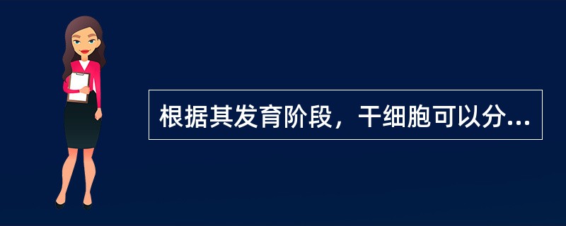 根据其发育阶段，干细胞可以分为哪几种类型，根据其分化潜能的大小，又可分为哪几种类