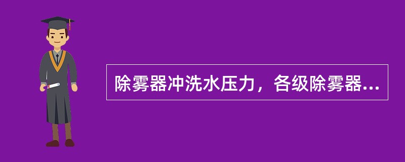 除雾器冲洗水压力，各级除雾器的冲洗水（）不同，冲洗水压过高会造成烟气（）。