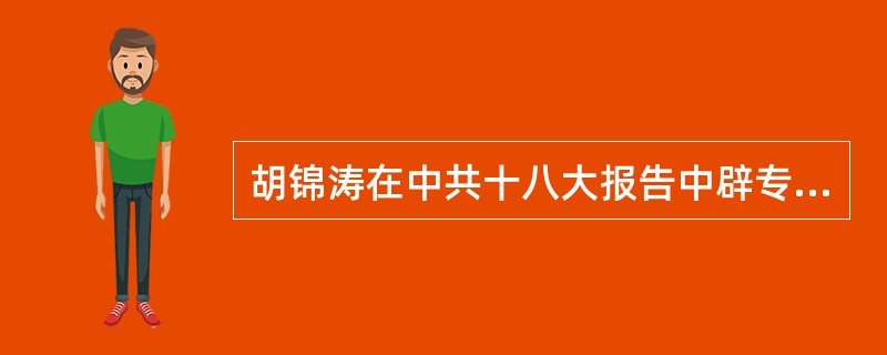 胡锦涛在中共十八大报告中辟专章阐述了“坚持走中国特色社会主义政治发展道路和推进政