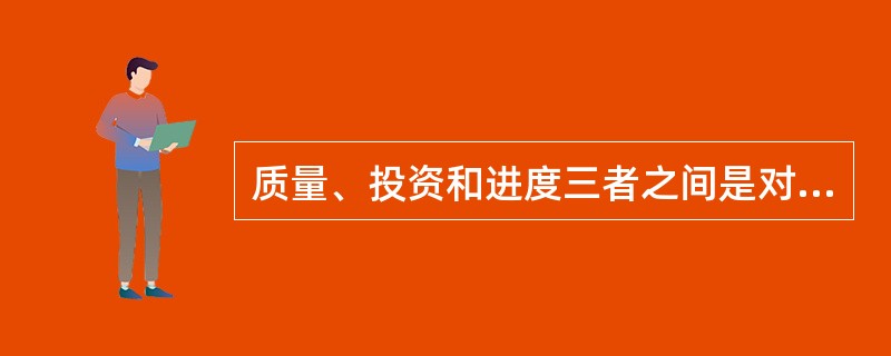 质量、投资和进度三者之间是对立统一的。提高质量标准会导致投资增加，进度减慢，这反