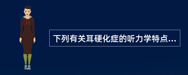 下列有关耳硬化症的听力学特点，错误的是（）