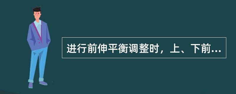 进行前伸平衡调整时，上、下前牙切缘无接触，双侧后牙有接触，则应（）。