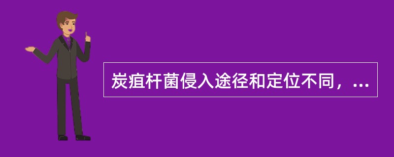 炭疽杆菌侵入途径和定位不同，而表现出不同的病理变化和临床症状。若炭疽杆菌从皮肤侵