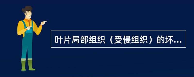 叶片局部组织（受侵组织）的坏死，可由多种大小、形状、色泽的变化，称为（）。