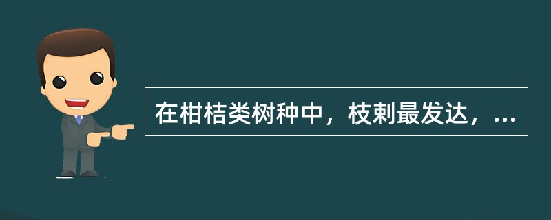 在柑桔类树种中，枝剌最发达，又是三出复叶的是（）。