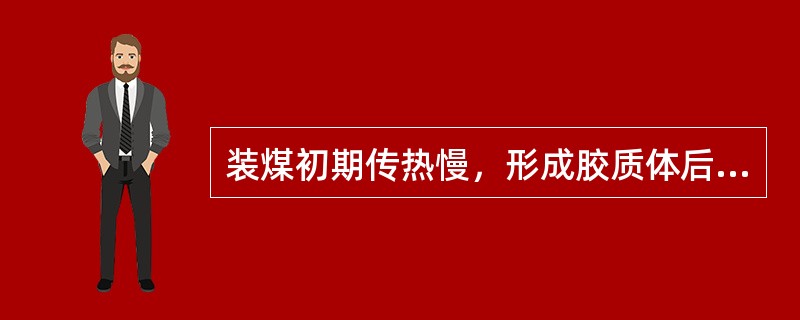 装煤初期传热慢，形成胶质体后传热快，形成半焦后传热更快。