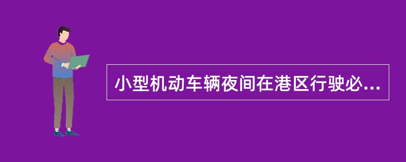 小型机动车辆夜间在港区行驶必须开启（）。