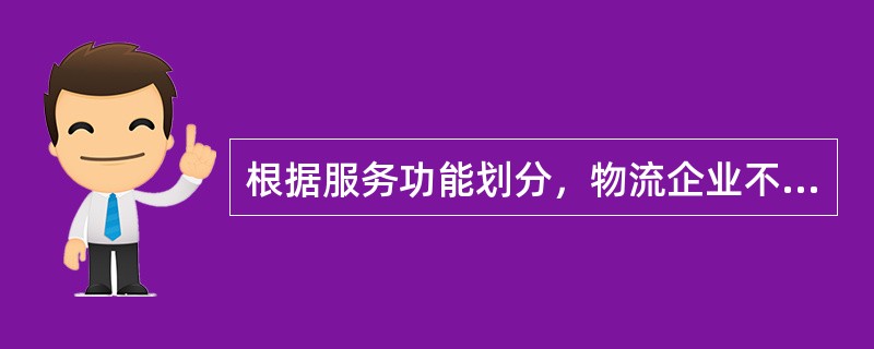 根据服务功能划分，物流企业不包括（）。