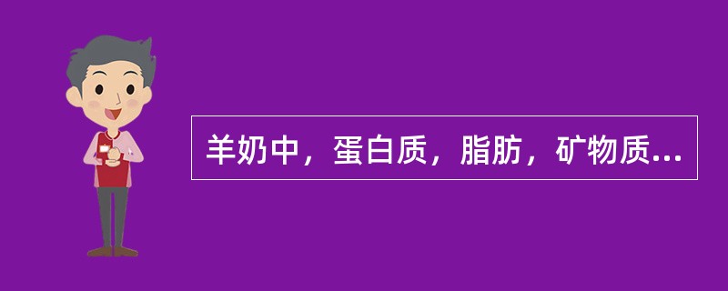 羊奶中，蛋白质，脂肪，矿物质含量底于人奶和牛奶。（）