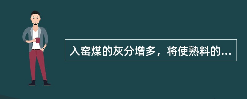 入窑煤的灰分增多，将使熟料的（）下降、强度（）。若要使KH趋于正常，应调整生料中