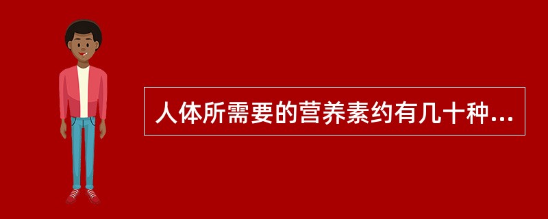 人体所需要的营养素约有几十种。概括起来为七大类：（）、脂肪、糖、矿物质、维生素、