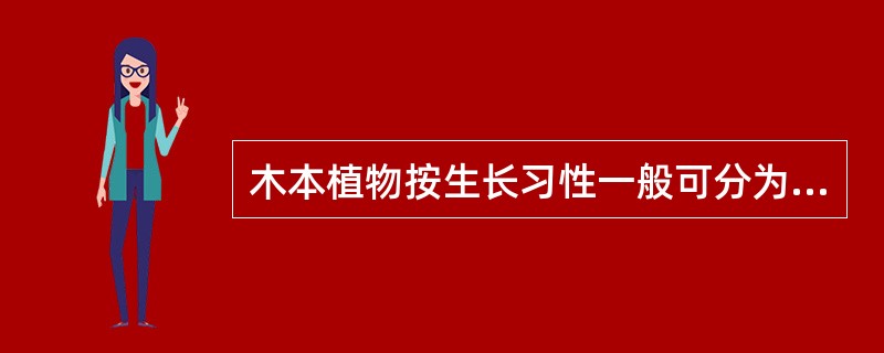 木本植物按生长习性一般可分为（）四大类。