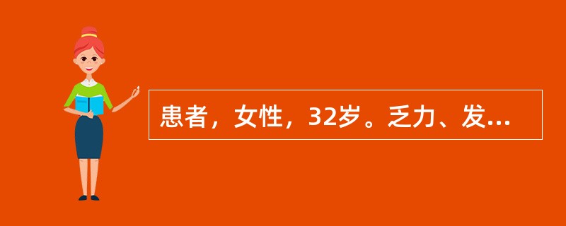 患者，女性，32岁。乏力、发热、食欲下降，腕关节、掌指关节疼痛、肿胀，不能触压，