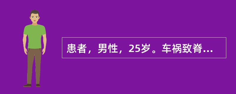 患者，男性，25岁。车祸致脊柱骨折脱位，表现为损伤节段以下痉挛性瘫痪，对侧痛温觉