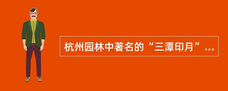 杭州园林中著名的“三潭印月”是（）效果。