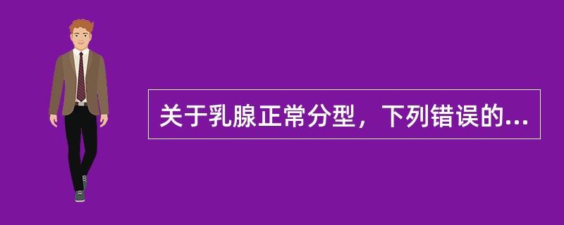 关于乳腺正常分型，下列错误的是()