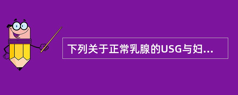 下列关于正常乳腺的USG与妇女生理期关系的描述不正确的是()