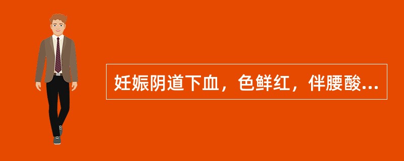 妊娠阴道下血，色鲜红，伴腰酸腹痛，或胎动下坠，心烦少寐，尿黄便秘，舌红苔黄干，脉