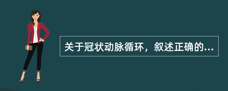 关于冠状动脉循环，叙述正确的有（）。