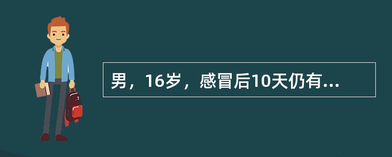 男，16岁，感冒后10天仍有鼻堵、黄涕、头痛。中鼻道有脓表示（）。