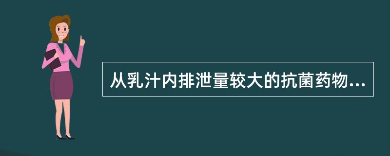 从乳汁内排泄量较大的抗菌药物有（）。