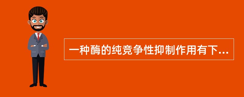 一种酶的纯竞争性抑制作用有下面的哪一种动力学性质：（）