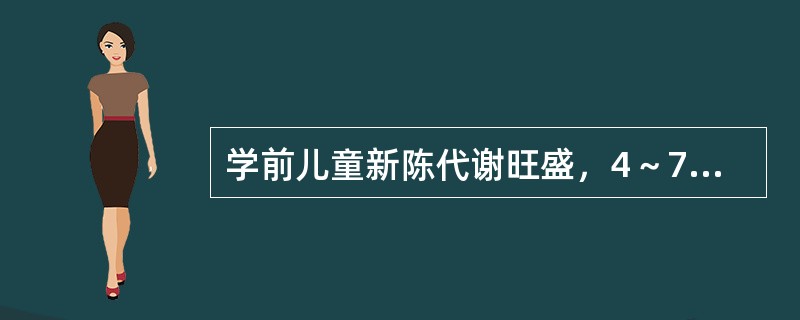 学前儿童新陈代谢旺盛，4～7岁儿童每分钟呼吸约为()次。