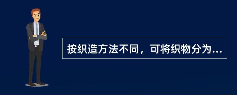 按织造方法不同，可将织物分为机织物，针织物和非织造布。