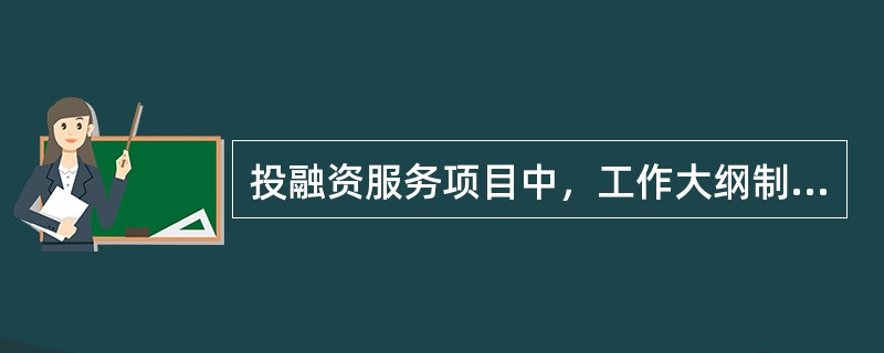 投融资服务项目中，工作大纲制订的主要依据是（）。