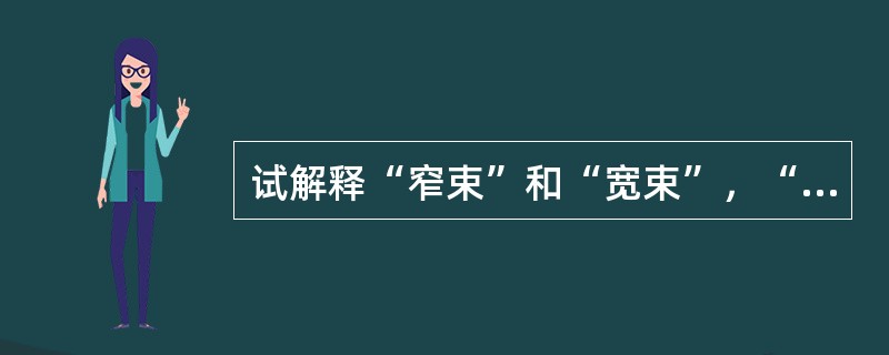 试解释“窄束”和“宽束”，“单色”和“多色”的含义