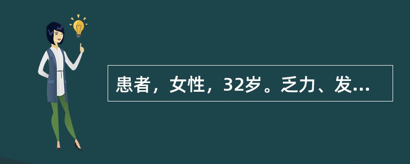 患者，女性，32岁。乏力、发热、食欲下降，腕关节、掌指关节疼痛、肿胀，不能触压，