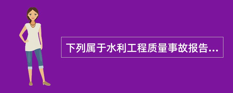 下列属于水利工程质量事故报告的主要内容是（）。