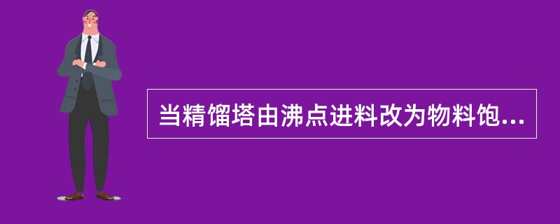 当精馏塔由沸点进料改为物料饱和蒸汽进料时，气进料板气相中的轻组分含量将会（）。